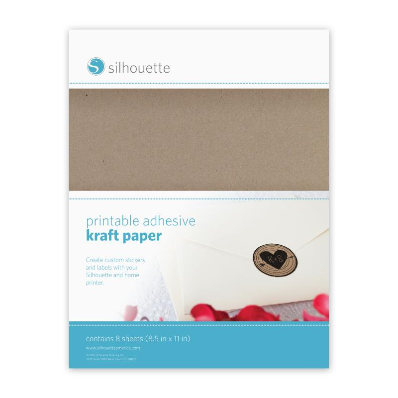 Papier kraft adhésif - 8 feuilles de papier kraft adhésif imprimable - (216 mm x 280 mm)