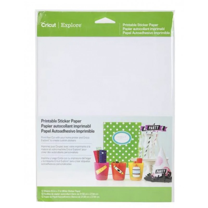 Cricut Papier autocollant imprimable 12 Pièce/s, Blanc